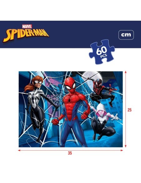 Child's Puzzle Spider-Man Double-sided 60 Pieces 70 x 1,5 x 50 cm (6 Units)
