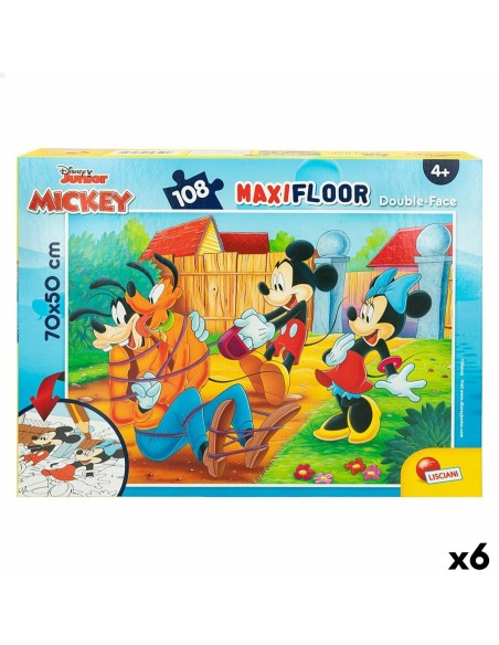 Child's Puzzle Mickey Mouse Double-sided 108 Pieces 70 x 1,5 x 50 cm (6 Units)