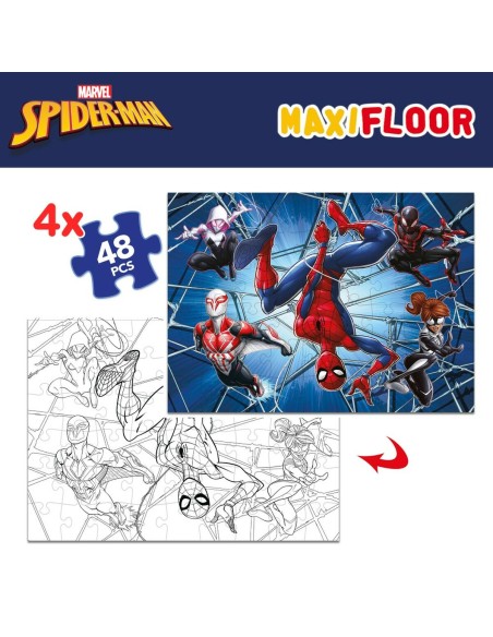 Child's Puzzle Spider-Man Double-sided 4-in-1 48 Pieces 35 x 1,5 x 25 cm (6 Units)