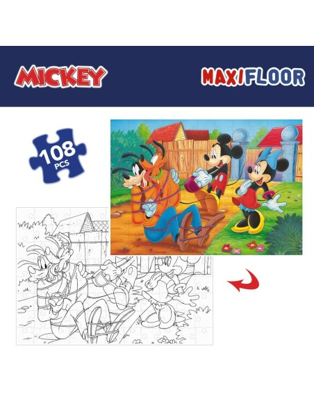 Child's Puzzle Mickey Mouse Double-sided 108 Pieces 70 x 1,5 x 50 cm (6 Units)