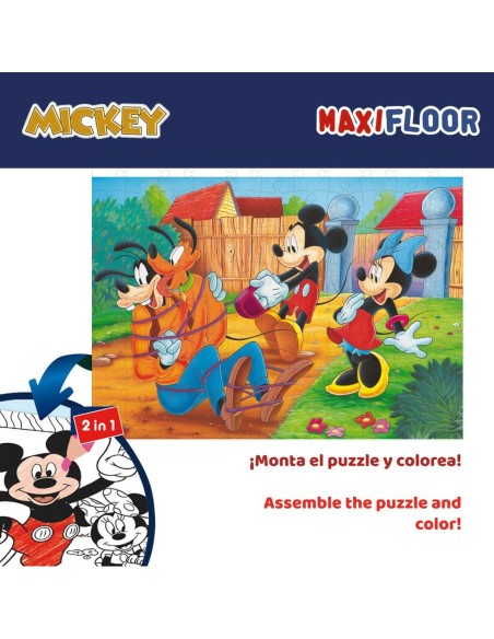 Child's Puzzle Mickey Mouse Double-sided 108 Pieces 70 x 1,5 x 50 cm (6 Units)