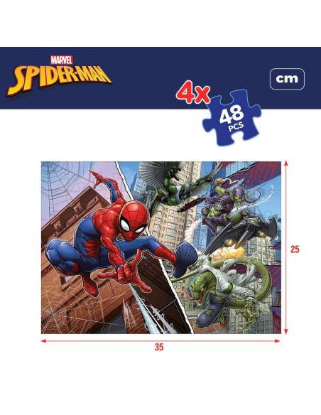 Child's Puzzle Spider-Man Double-sided 4-in-1 48 Pieces 35 x 1,5 x 25 cm (6 Units)