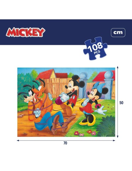 Child's Puzzle Mickey Mouse Double-sided 108 Pieces 70 x 1,5 x 50 cm (6 Units)