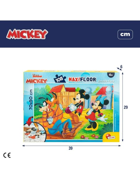 Child's Puzzle Mickey Mouse Double-sided 108 Pieces 70 x 1,5 x 50 cm (6 Units)