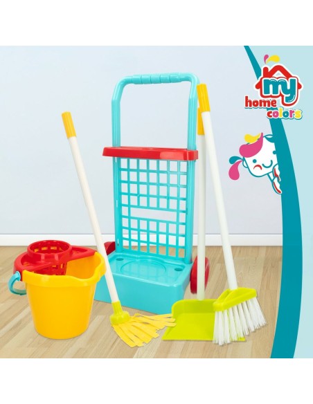 Cleaning Trolley with Accessories Colorbaby My Home 30,5 x 55,5 x 19,5 cm (4 Units)