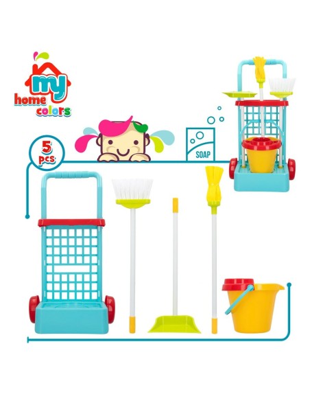 Cleaning Trolley with Accessories Colorbaby My Home 30,5 x 55,5 x 19,5 cm (4 Units)