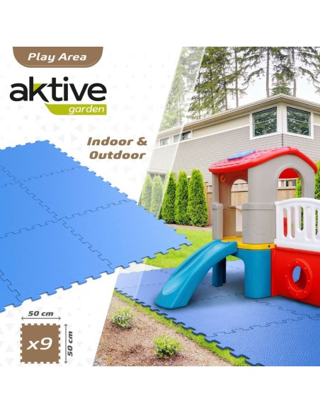 Child's Puzzle Aktive Blue 9 Pieces Eva Rubber 50 x 0,4 x 50 cm (4 Units)