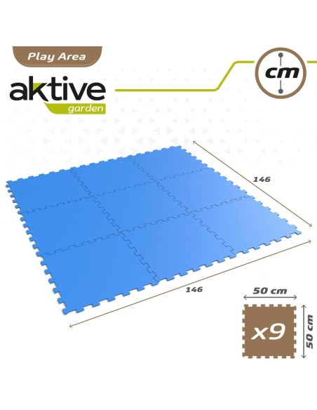 Child's Puzzle Aktive Blue 9 Pieces Eva Rubber 50 x 0,4 x 50 cm (4 Units)