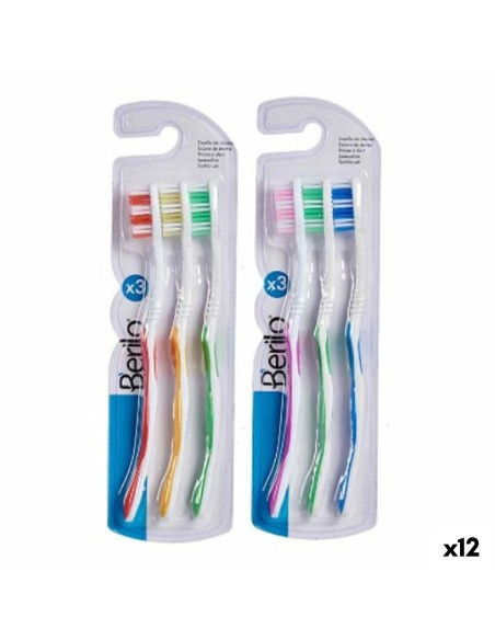 Toothbrush Berilo AR1410005 Yellow Blue Red Green Pink (12 Units)