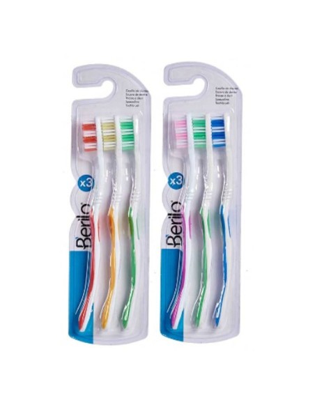 Toothbrush Berilo AR1410005 Yellow Blue Red Green Pink (12 Units)