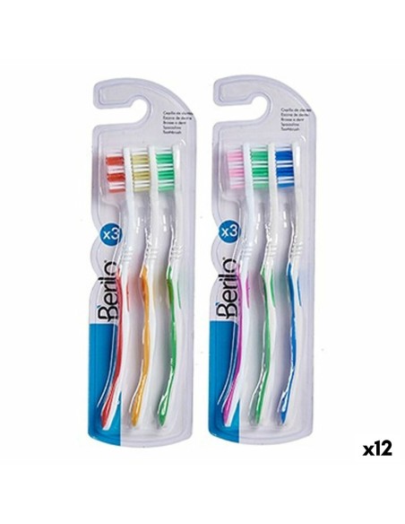Toothbrush Berilo 29100288 Yellow Blue Red Green (12 Units)