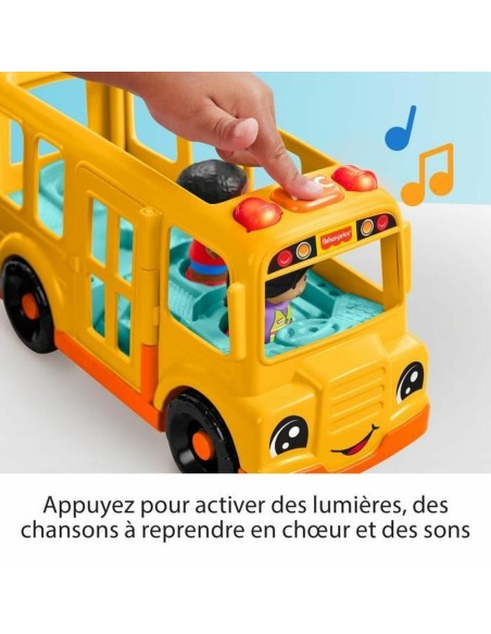 Action Figure Fisher-Price Little People-El autobús escolar-Vehículo de empuje musical HYT03