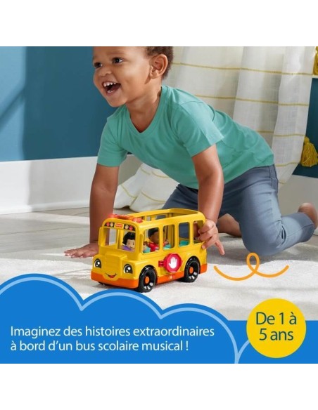 Action Figure Fisher-Price Little People-El autobús escolar-Vehículo de empuje musical HYT03