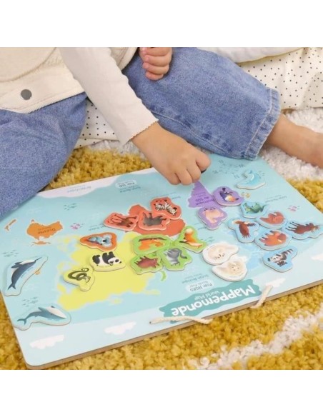 Educational Game 40 x 30 cm Multicolour World Map