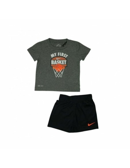 Children's Sports Outfit Nike My First Basket Black Grey 2 Pieces