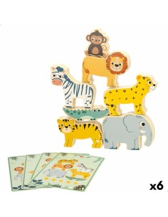 Building Game + Figures Woomax animals 16 Pieces 7 x 7 x 1,5 cm (6 Units)