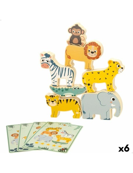 Building Game + Figures Woomax animals 16 Pieces 7 x 7 x 1,5 cm (6 Units)
