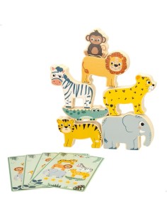 Building Game + Figures Woomax animals 16 Pieces 7 x 7 x 1,5 cm (6 Units) 2