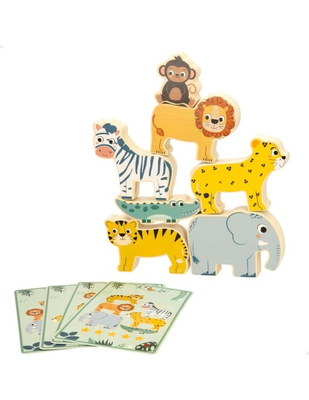 Building Game + Figures Woomax animals 16 Pieces 7 x 7 x 1,5 cm (6 Units)