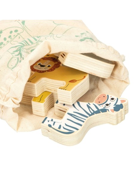 Building Game + Figures Woomax animals 16 Pieces 7 x 7 x 1,5 cm (6 Units)