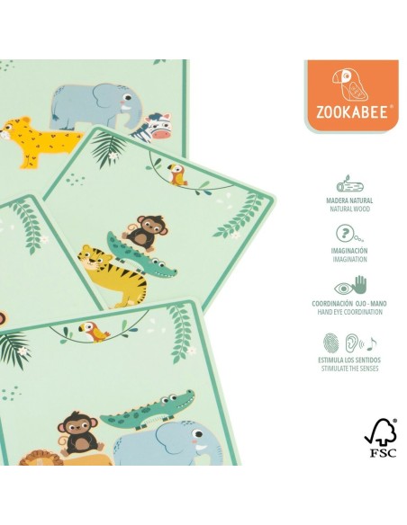 Building Game + Figures Woomax animals 16 Pieces 7 x 7 x 1,5 cm (6 Units)