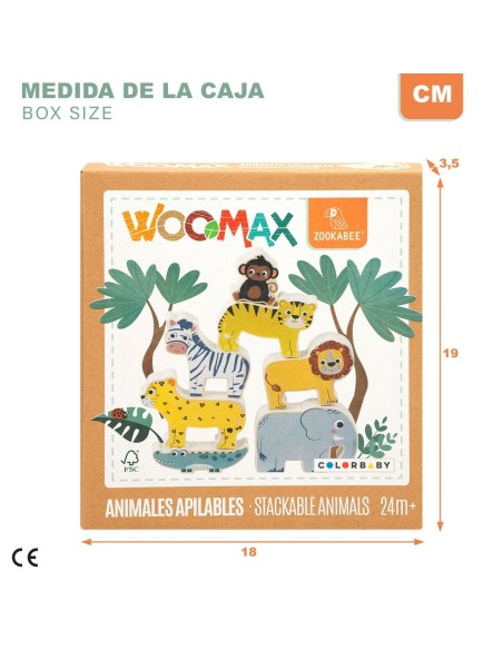 Building Game + Figures Woomax animals 16 Pieces 7 x 7 x 1,5 cm (6 Units)