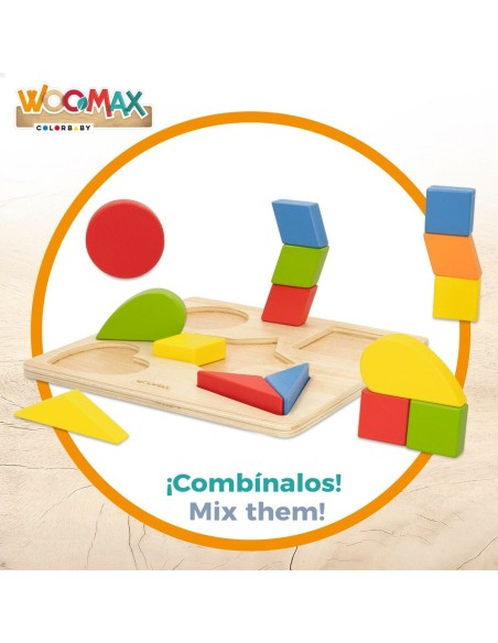 Child's Wooden Puzzle Woomax Shapes + 12 Months 16 Pieces (6 Units)