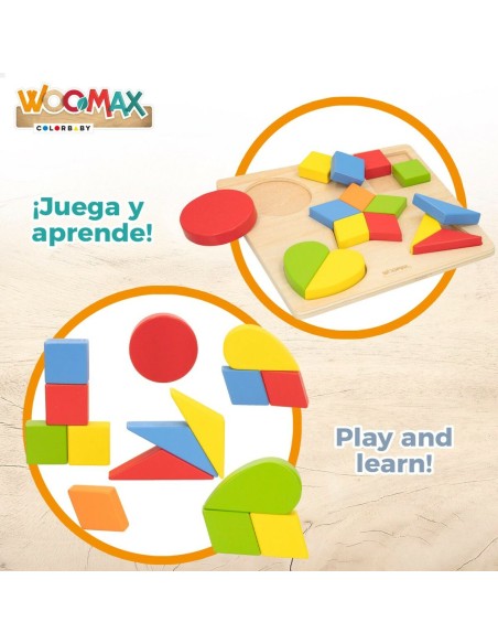 Child's Wooden Puzzle Woomax Shapes + 12 Months 16 Pieces (6 Units)