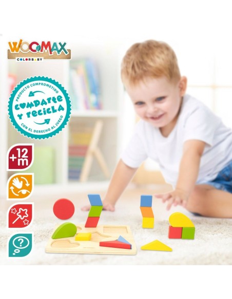 Child's Wooden Puzzle Woomax Shapes + 12 Months 16 Pieces (6 Units)