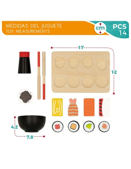 Wooden Game Woomax Sushi 14 Pieces (6 Units)