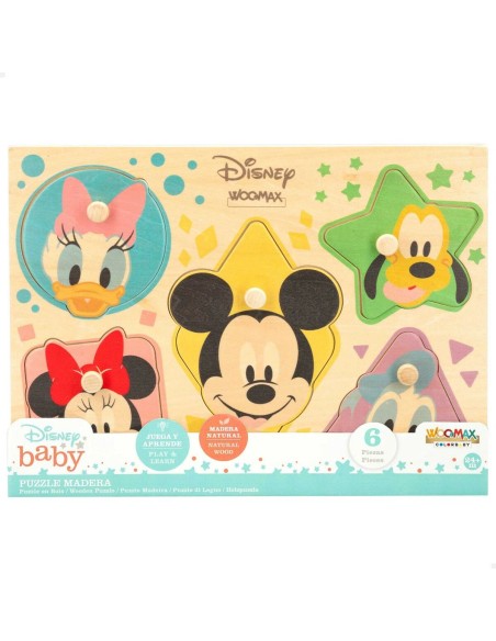 Child's Wooden Puzzle Disney + 2 Years 5 Pieces (12 Units)