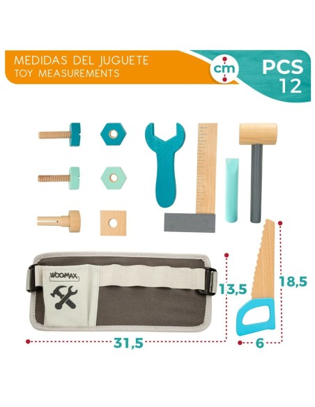 Toy tools Woomax 12 Pieces 31 x 14 x 2,5 cm 6 Units