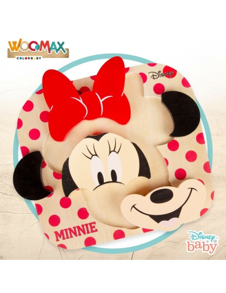 Child's Wooden Puzzle Disney Minnie Mouse + 12 Months 6 Pieces (12 Units)