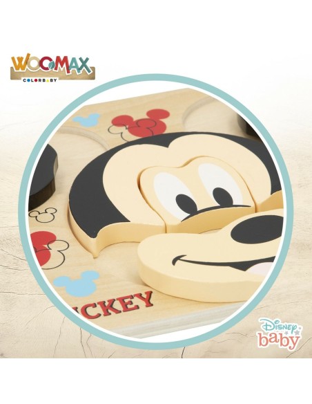 Child's Wooden Puzzle Disney Mickey Mouse + 12 Months 6 Pieces (12 Units)