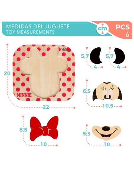 Child's Wooden Puzzle Disney Minnie Mouse + 12 Months 6 Pieces (12 Units)