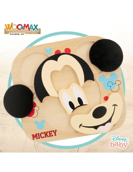Child's Wooden Puzzle Disney Mickey Mouse + 12 Months 6 Pieces (12 Units)