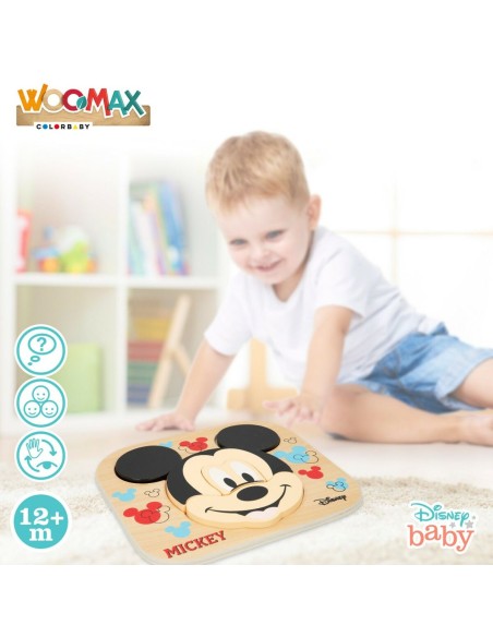 Child's Wooden Puzzle Disney Mickey Mouse + 12 Months 6 Pieces (12 Units)