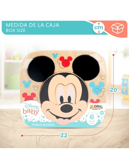 Child's Wooden Puzzle Disney Mickey Mouse + 12 Months 6 Pieces (12 Units)