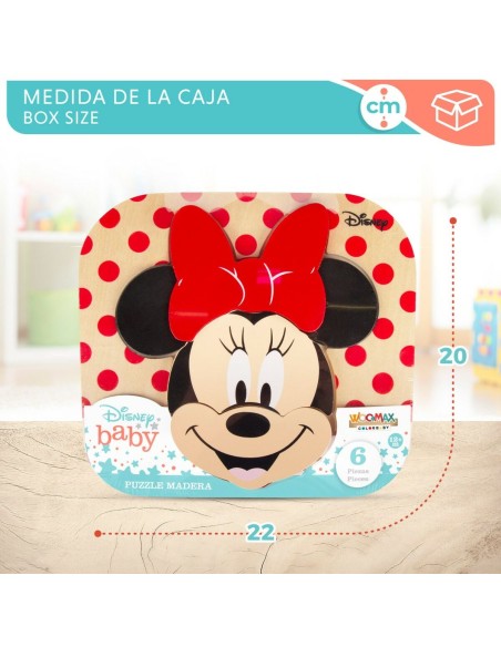 Child's Wooden Puzzle Disney Minnie Mouse + 12 Months 6 Pieces (12 Units)