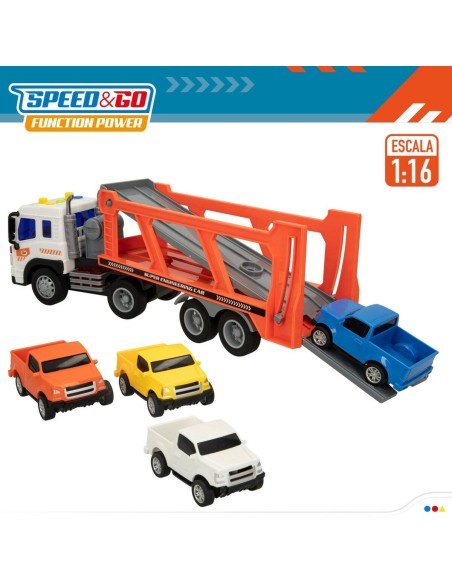 Truck Carrier and Friction Cars Speed & Go 37,5 x 12,5 x 10 cm (2 Units)