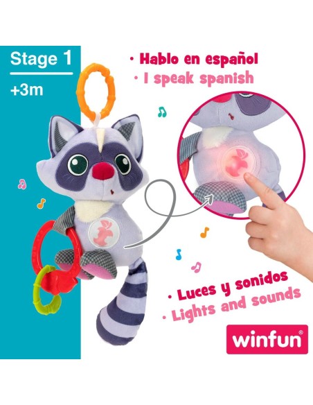 Rattle Cuddly Toy Winfun Racoon 14,5 x 20 x 9,5 cm (6 Units)