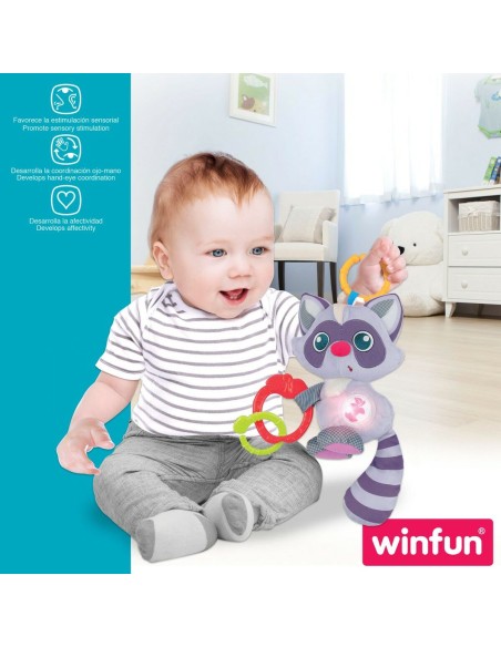 Rattle Cuddly Toy Winfun Racoon 14,5 x 20 x 9,5 cm (6 Units)