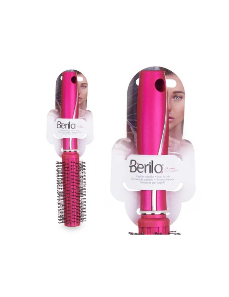 Round Brush Berilo 354 Fuchsia Silicone Plastic (12 Units)