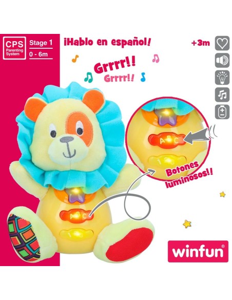 Soft toy with sounds Winfun Lion 15 x 15 x 9 cm (6 Units)
