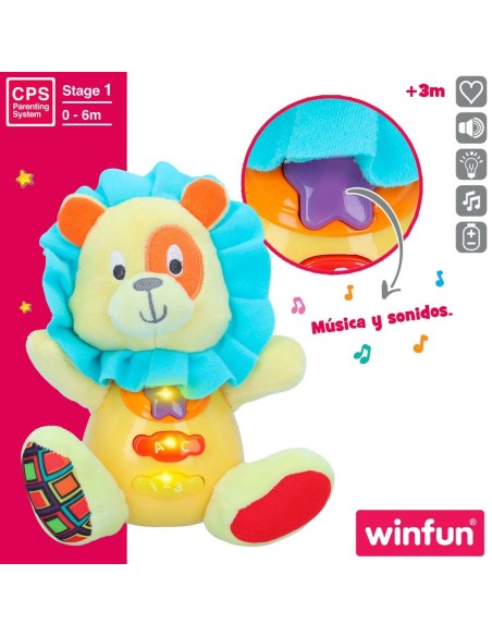Soft toy with sounds Winfun Lion 15 x 15 x 9 cm (6 Units)