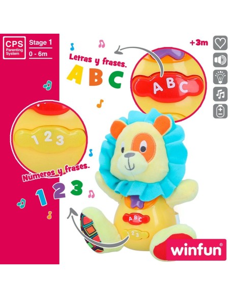 Soft toy with sounds Winfun Lion 15 x 15 x 9 cm (6 Units)