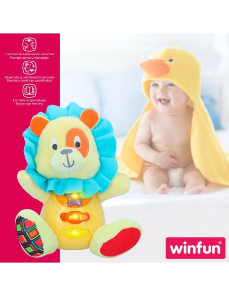 Soft toy with sounds Winfun Lion 15 x 15 x 9 cm (6 Units)