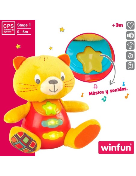 Soft toy with sounds Winfun Cat 16 x 17,5 x 10,5 cm (6 Units)