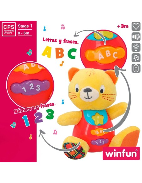 Soft toy with sounds Winfun Cat 16 x 17,5 x 10,5 cm (6 Units)