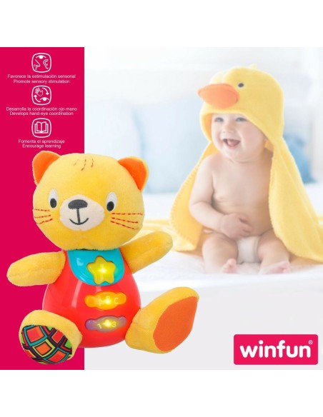 Soft toy with sounds Winfun Cat 16 x 17,5 x 10,5 cm (6 Units)